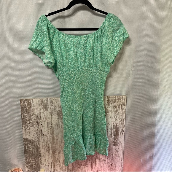 No Boundaries Teal Floral Smocked Mini Dress Size Medium - Picture 4 of 8